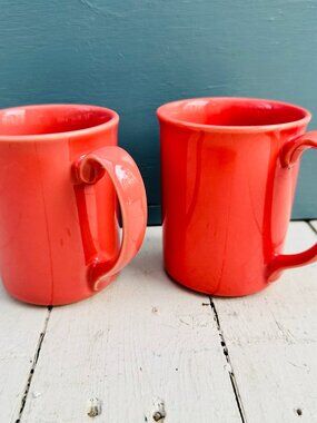 Vintage 80s Pair Corning Prego Terra Cotta Coffee Mugs,  80s mugs